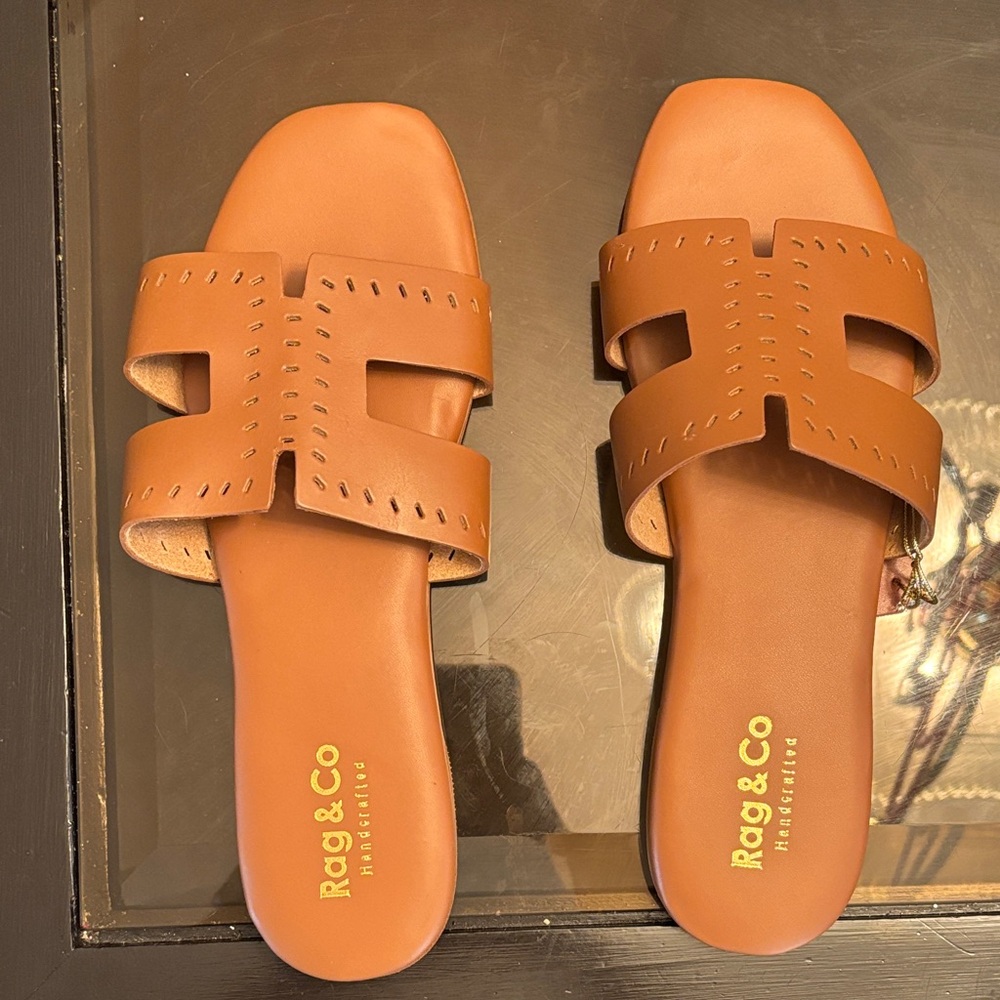 Rag & Co Women's Brown Slide Sandals